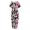 Pink Green And Black Camouflage Print Short Sleeve Long Nightdress