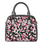 Pink Green And Black Camouflage Print Shoulder Handbag