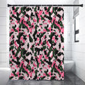 Pink Green And Black Camouflage Print Shower Curtain
