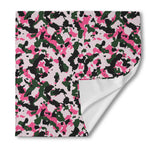 Pink Green And Black Camouflage Print Silk Bandana