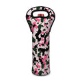 Pink Green And Black Camouflage Print Single Neoprene Wine Tote