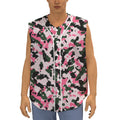 Pink Green And Black Camouflage Print Sleeveless Baseball Jersey