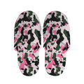 Pink Green And Black Camouflage Print Slippers
