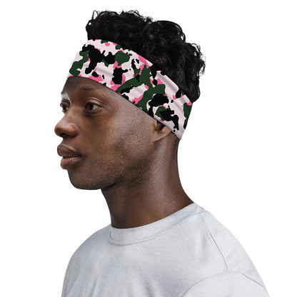 Pink Green And Black Camouflage Print Sports Headband