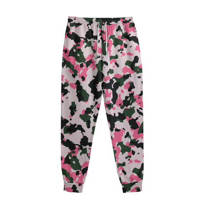Pink Green And Black Camouflage Print Sweatpants
