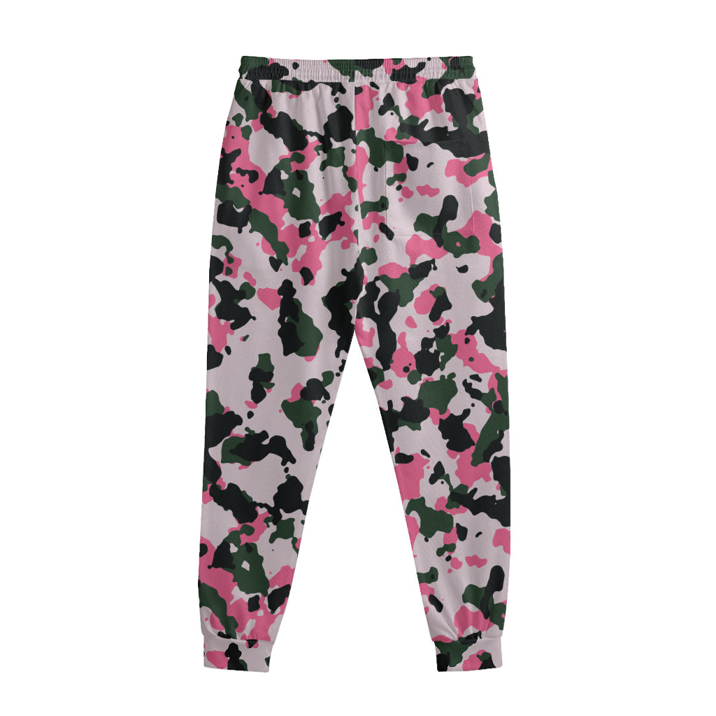 Pink Green And Black Camouflage Print Sweatpants