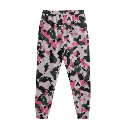 Pink Green And Black Camouflage Print Sweatpants