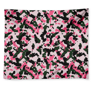 Pink Green And Black Camouflage Print Tapestry