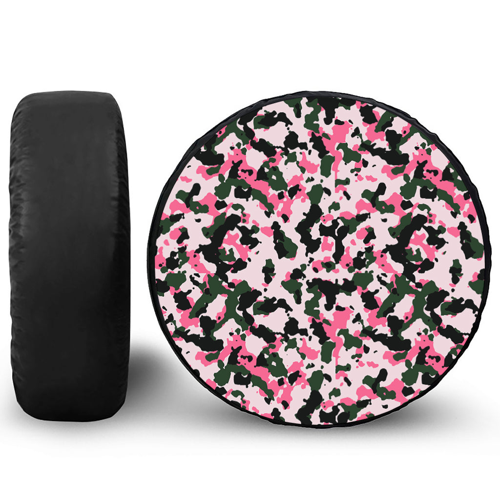Pink Green And Black Camouflage Print Tire Cover