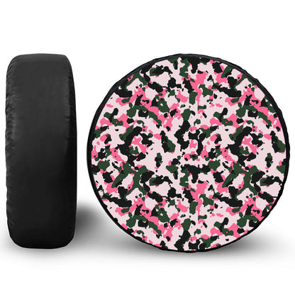 Pink Green And Black Camouflage Print Tire Cover