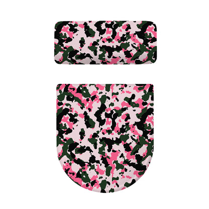 Pink Green And Black Camouflage Print Toilet Lid And Tank Cover Set