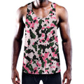 Pink Green And Black Camouflage Print Men's Workout Tank Top