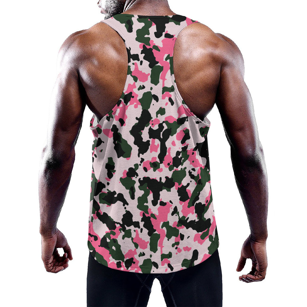 Pink Green And Black Camouflage Print Training Tank Top
