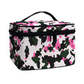 Pink Green And Black Camouflage Print Travel Makeup Bag