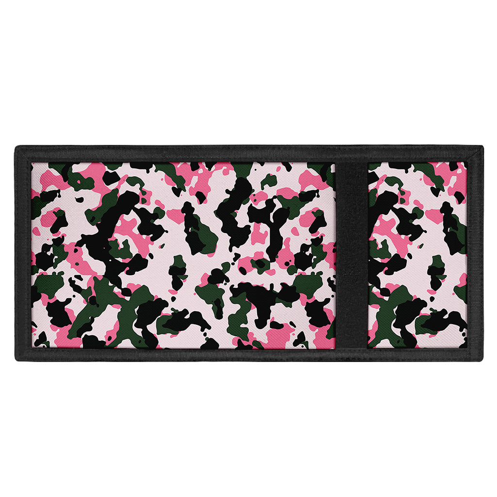 Pink Green And Black Camouflage Print Trifold Wallet