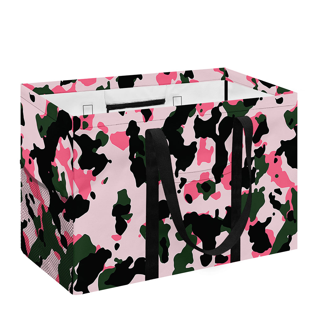 Pink Green And Black Camouflage Print Utility Tote Bag