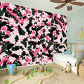 Pink Green And Black Camouflage Print Wall Sticker