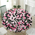 Pink Green And Black Camouflage Print Waterproof Round Tablecloth
