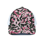 Pink Green And Black Camouflage Print White Mesh Trucker Cap