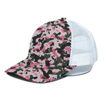 Pink Green And Black Camouflage Print White Mesh Trucker Cap