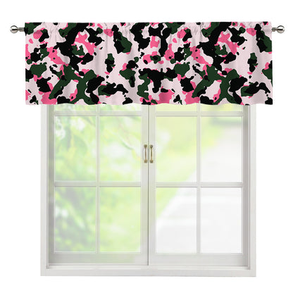 Pink Green And Black Camouflage Print Window Valance