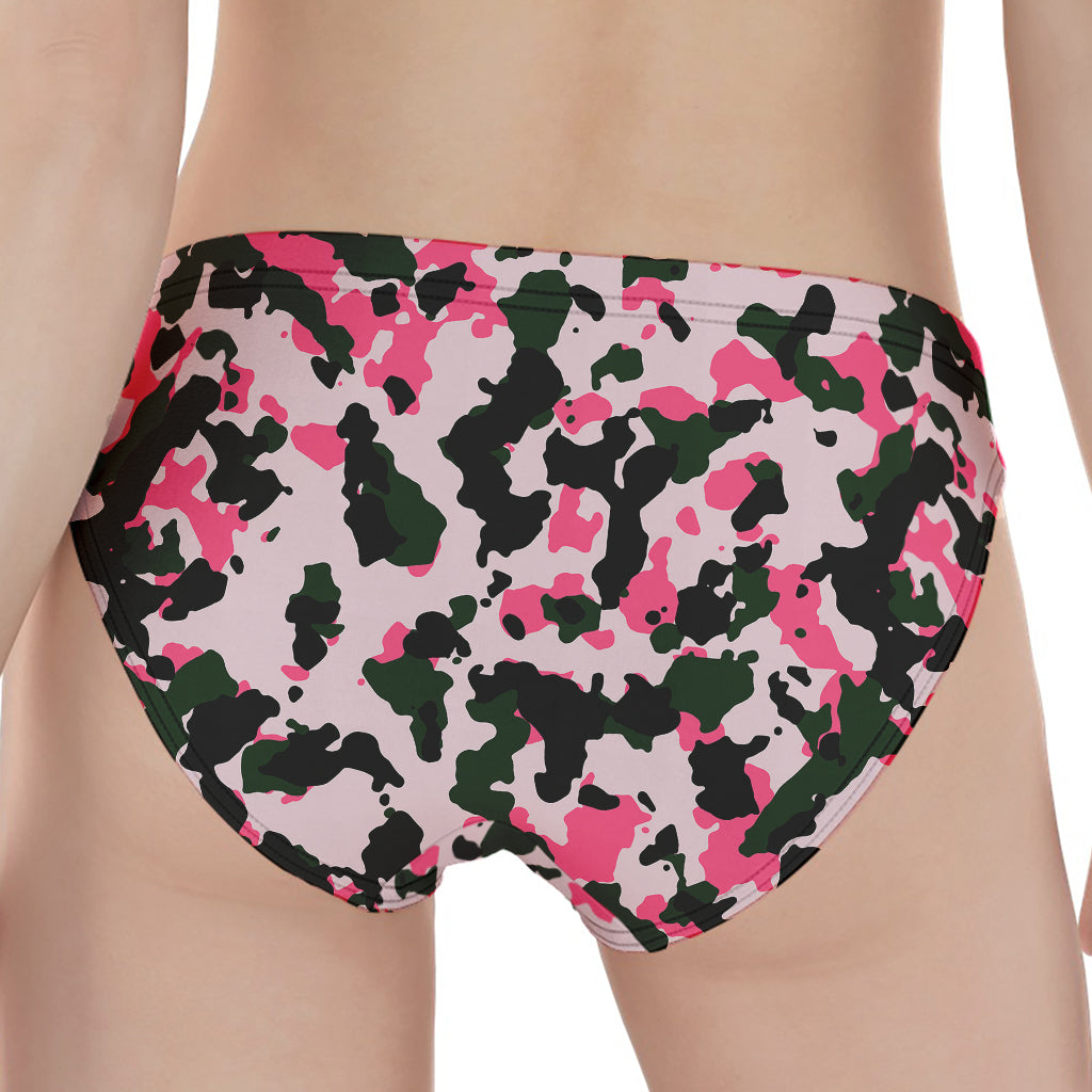 Pink Green And Black Camouflage Print Women's Panties