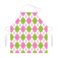 Pink Green And White Argyle Print Adjustable Apron