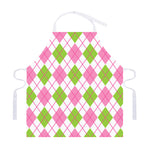 Pink Green And White Argyle Print Adjustable Apron