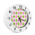 Pink Green And White Argyle Print Alarm Clock
