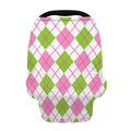 Pink Green And White Argyle Print Baby Seat Cover