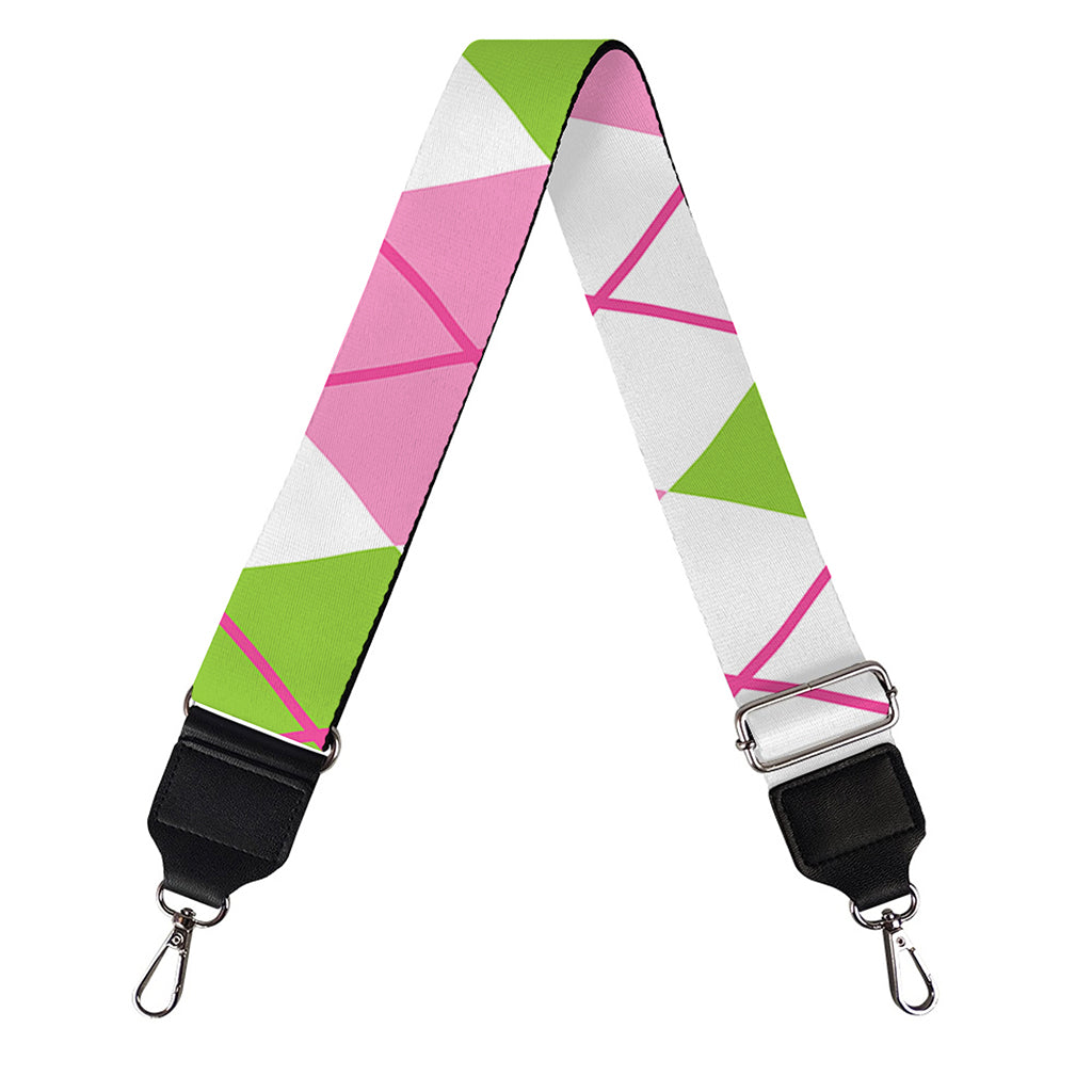 Pink Green And White Argyle Print Bag Strap