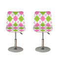 Pink Green And White Argyle Print Bar Stool Covers