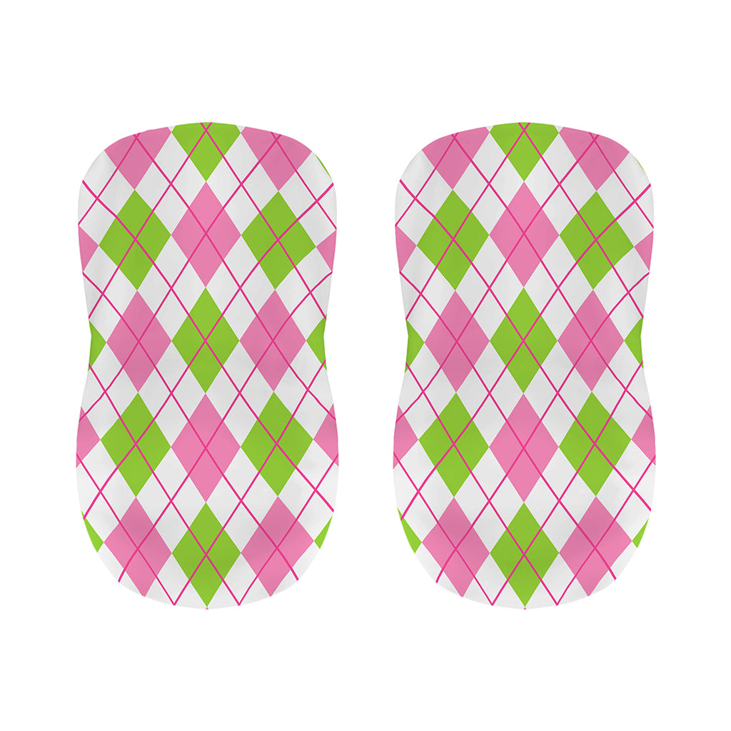 Pink Green And White Argyle Print Bar Stool Covers