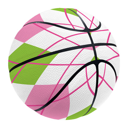 Pink Green And White Argyle Print Basketball