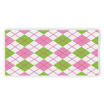 Pink Green And White Argyle Print Beach Towel