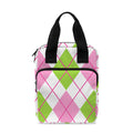 Pink Green And White Argyle Print Bible Tote Bag