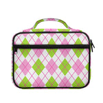 Pink Green And White Argyle Print Briefcase Bible Bag