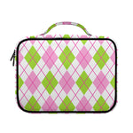 Pink Green And White Argyle Print Briefcase Bible Bag