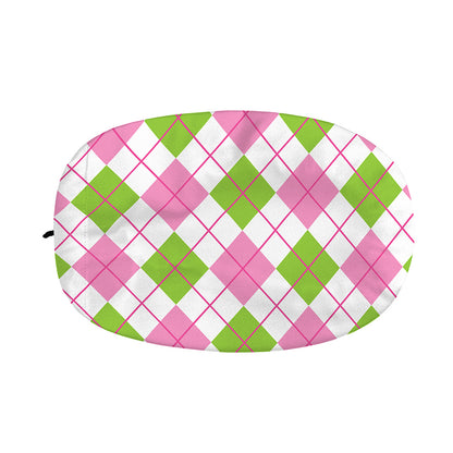 Pink Green And White Argyle Print Car Side Mirror Covers