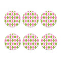 Pink Green And White Argyle Print Coaster Set