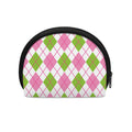 Pink Green And White Argyle Print Coin Purse