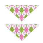 Pink Green And White Argyle Print Dog Bandana