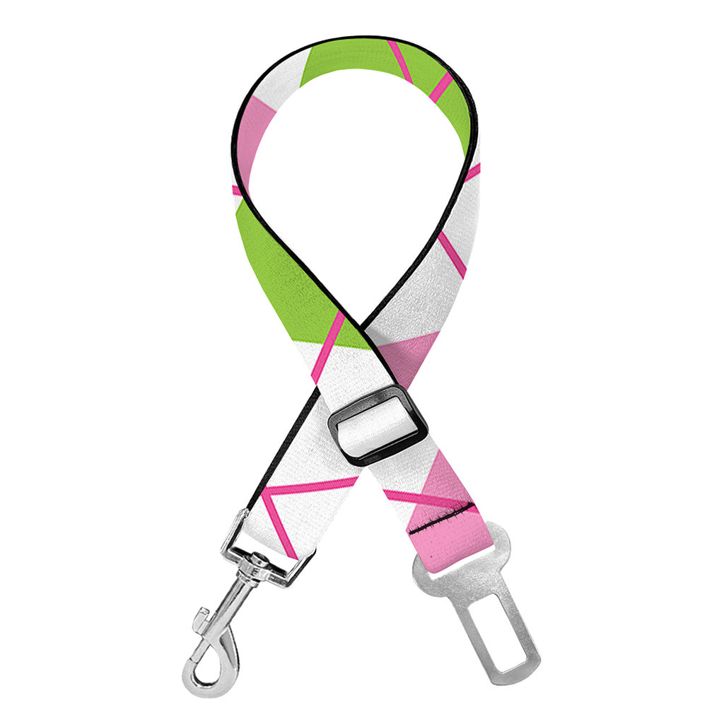 Pink Green And White Argyle Print Dog Seat Belt