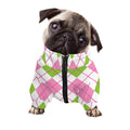 Pink Green And White Argyle Print Dog Zip Up Jacket