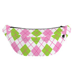 Pink Green And White Argyle Print Fanny Pack