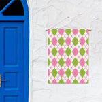 Pink Green And White Argyle Print Garden Flag