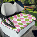 Pink Green And White Argyle Print Golf Cart Seat Cover