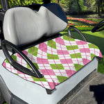 Pink Green And White Argyle Print Golf Cart Seat Cover