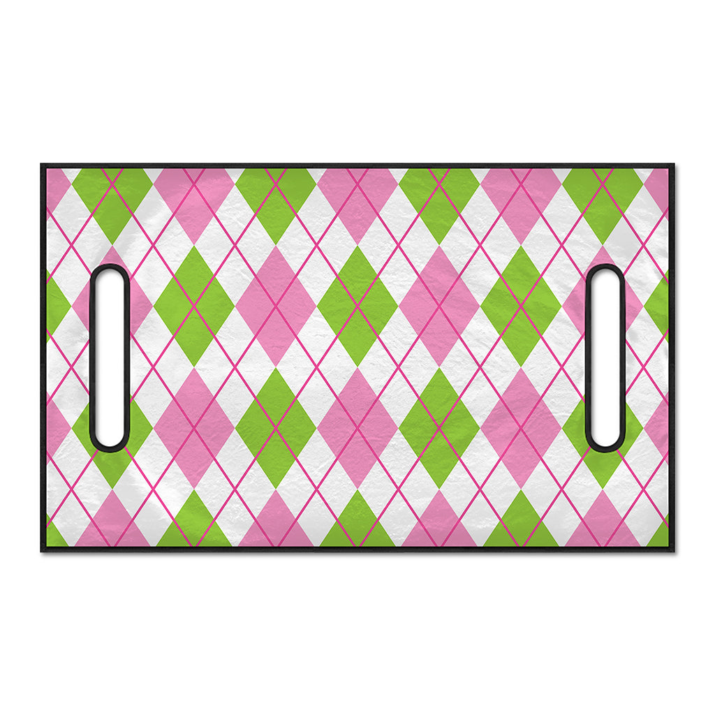 Pink Green And White Argyle Print Golf Cart Seat Cover