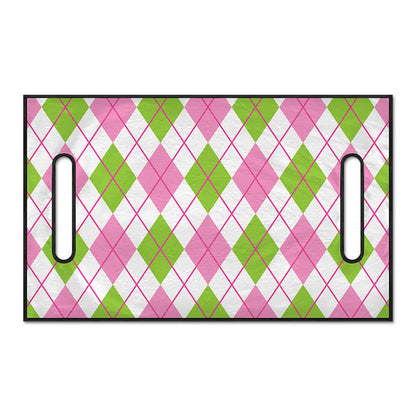 Pink Green And White Argyle Print Golf Cart Seat Cover